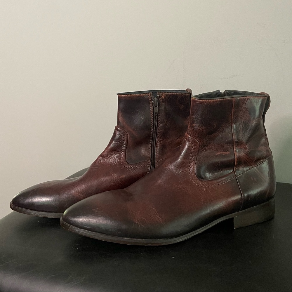 Men’s Bronx Leather Ankle Boots, Brown 10